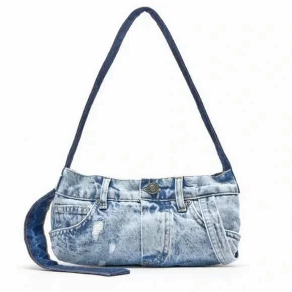Zara | Bags | Zara Patchwork Denim Shoulder Bag | Poshmark